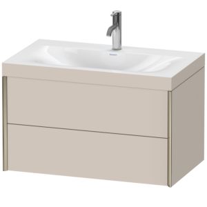 Duravit XViu Waschtisch-Unterschrank XV4615OB191C 80x48cm, 2 Schubkästen, 1 Hahnloch, champagner matt, Rahmen C, taupe matt