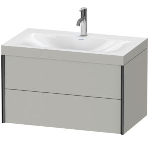 Duravit XViu Waschtisch-Unterschrank XV4615OB207C 80x48cm, 2 Schubkästen, 1 Hahnloch, schwarz matt, Rahmen C, betongrau matt