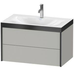 Duravit XViu Waschtisch-Unterschrank XV4615OB207P 80x48cm, 2 Schubkästen, 1 Hahnloch, schwarz matt, Rahmen P, betongrau matt