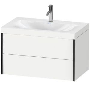 Duravit XViu vanity unit XV4615OB218C 80x48cm, 2 drawers, 2000 tap hole, matt black, Rahmen C, matt white