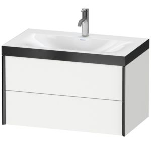 Duravit XViu vasque XV4615OB218P 80x48cm, 2 tiroirs, 2000 , noir mat, Cadres P, blanc mat