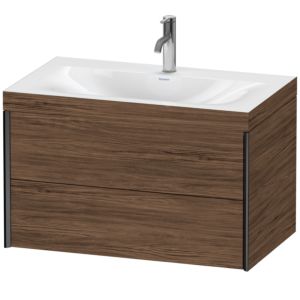 XViu Duravit vasque XV4615OB221C 80x48cm, 2 tiroirs, 2000 , noir mat, Cadres C, noyer foncé