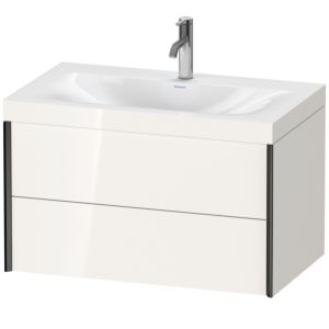 Duravit XViu vasque XV4615OB222C 80x48cm, 2 tiroirs, 2000 , noir mat, Cadres C, blanc brillant