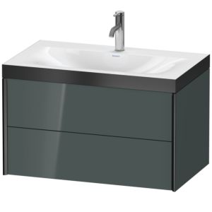 XViu Duravit vasque XV4615OB238P 80x48cm, 2 tiroirs, 2000 , noir mat, Cadres P, gris dolomiti brillant
