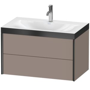Duravit XViu Waschtisch-Unterschrank XV4615OB243P 80x48cm, 2 Schubkästen, 1 Hahnloch, schwarz matt, Rahmen P, basalt matt