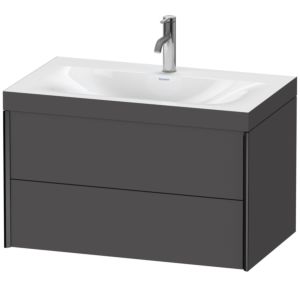 Duravit XViu Waschtisch-Unterschrank XV4615OB249C 80x48cm, 2 Schubkästen, 1 Hahnloch, schwarz matt, Rahmen C, graphit matt