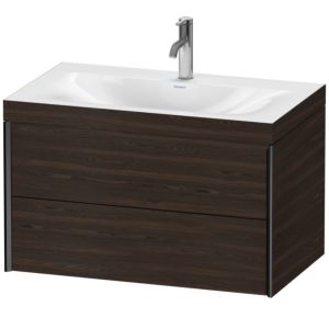 XViu Duravit vasque XV4615OB269C 80x48cm, 2 tiroirs, 2000 , noir mat, Cadres C, noyer brossé
