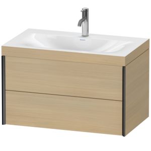 XViu Duravit vasque XV4615OB271C 80x48cm, 2 tiroirs, 2000 , noir mat, Cadres C, chêne méditerranéen