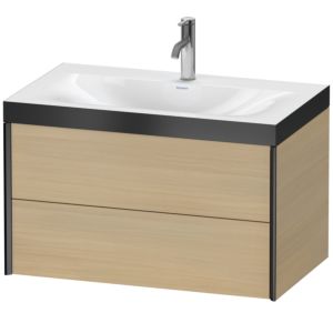 XViu Duravit vasque XV4615OB271P 80x48cm, 2 tiroirs, 2000 , noir mat, Cadres P, chêne méditerranéen