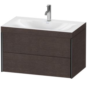 Duravit XViu Waschtisch-Unterschrank XV4615OB272C 80x48cm, 2 Schubkästen, 1 Hahnloch, schwarz matt, Rahmen C, eiche dunkel gebürstet