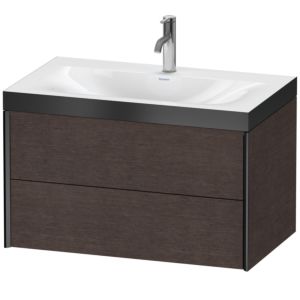 XViu Duravit vasque XV4615OB272P 80x48cm, 2 tiroirs, 2000 , noir mat, Cadres P, chêne foncé brossé