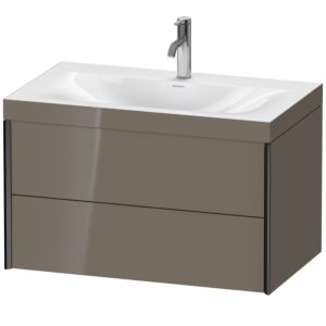 Duravit XViu Waschtisch-Unterschrank XV4615OB289C 80x48cm, 2 Schubkästen, 1 Hahnloch, schwarz matt, Rahmen C, flannel grey hochglanz