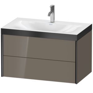 XViu Duravit vasque XV4615OB289P 80x48cm, 2 tiroirs, 2000 , noir mat, Cadres P, gris flanelle brillant