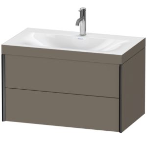 XViu Duravit vasque XV4615OB290C 80x48cm, 2 tiroirs, 2000 , noir mat, Cadres C, flanelle gris soie mat