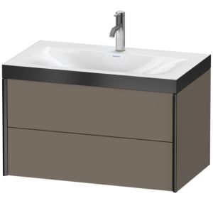 XViu Duravit vasque XV4615OB290P 80x48cm, 2 tiroirs, 2000 , noir mat, Cadres P, flanelle gris soie mat