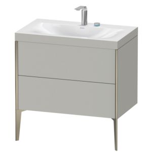 Duravit XViu vanity unit XV4710EB107C 80x48cm, 2 pull-outs, 2 tap holes, matt champagne, Rahmen C, matt concrete gray
