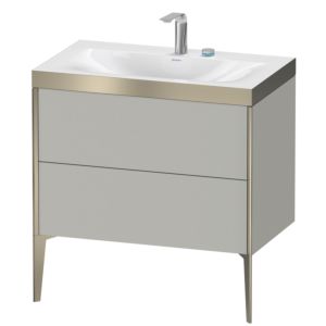 XViu Duravit vasque XV4710EB107P 80x48cm, 2 coulissants, 2 trous pour robinetterie, champagne mat, Cadres P, gris béton mat
