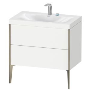 Duravit XViu vanity unit XV4710EB118C 80x48cm, 2 pull-outs, 2 tap holes, matt champagne, Rahmen C, matt white