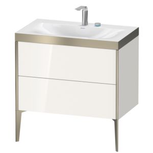 Duravit XViu Waschtisch-Unterschrank XV4710EB122P 80x48cm, 2 Auszüge, 2 Hahnlöcher, champagner matt, Rahmen P, weiß hochglanz