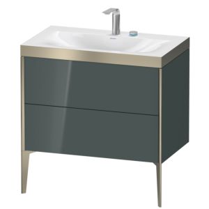 Duravit XViu Waschtisch-Unterschrank XV4710EB138P 80x48cm, 2 Auszüge, 2 Hahnlöcher, champagner matt, Rahmen P, dolomiti grey hochglanz