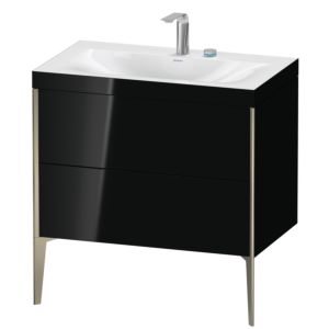 XViu Duravit vasque XV4710EB140C 80x48cm, 2 coulissants, 2 trous pour robinetterie, champagne mat, Cadres C, noir brillant