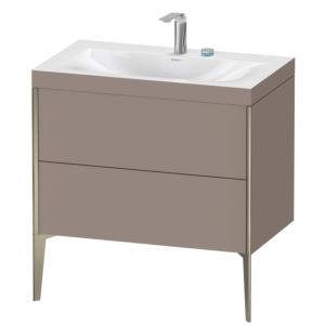 Duravit XViu Waschtisch-Unterschrank XV4710EB143C 80x48cm, 2 Auszüge, 2 Hahnlöcher, champagner matt, Rahmen C, basalt matt