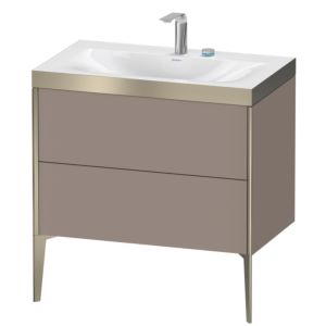 XViu Duravit vasque XV4710EB143P 80x48cm, 2 coulissants, 2 trous pour robinetterie, champagne mat, Cadres P, basalte mat