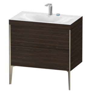 XViu Duravit vasque XV4710EB169C 80x48cm, 2 coulissants, 2 trous pour robinetterie, champagne mat, Cadres C, noyer brossé