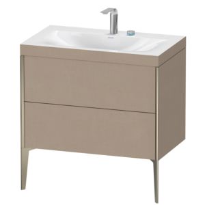 XViu Duravit vasque XV4710EB175C 80x48cm, 2 coulissants, 2 trous pour robinetterie, champagne mat, Cadres C, lin