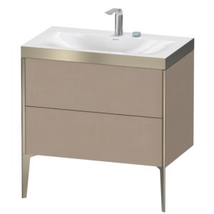 XViu Duravit vasque XV4710EB175P 80x48cm, 2 coulissants, 2 trous pour robinetterie, champagne mat, Cadres P, lin