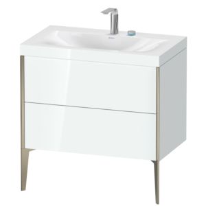 Duravit XViu Waschtisch-Unterschrank XV4710EB185C 80x48cm, 2 Auszüge, 2 Hahnlöcher, champagner matt, Rahmen C, weiß hochglanz