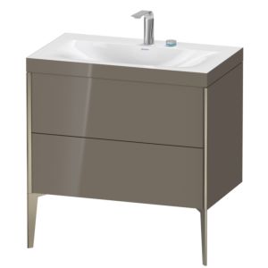 XViu Duravit vasque XV4710EB189C 80x48cm, 2 coulissants, 2 trous pour robinetterie, champagne mat, Cadres C, gris flanelle brillant