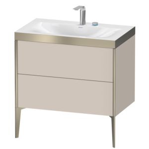 XViu Duravit vasque XV4710EB191P 80x48cm, 2 coulissants, 2 trous pour robinetterie, champagne mat, Cadres P, taupe mat