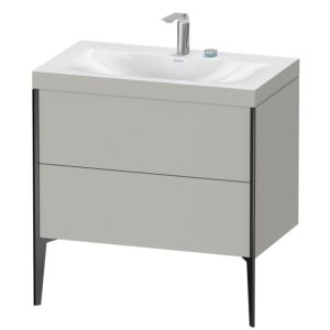 Duravit XViu Waschtisch-Unterschrank XV4710EB207C 80x48cm, 2 Auszüge, 2 Hahnlöcher, schwarz matt, Rahmen C, betongrau matt