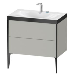 XViu Duravit vasque XV4710EB207P 80x48cm, 2 coulissants, 2 trous pour robinetterie, noir mat, Cadres P, gris béton mat