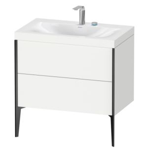 Duravit XViu Waschtisch-Unterschrank XV4710EB218C 80x48cm, 2 Auszüge, 2 Hahnlöcher, schwarz matt, Rahmen C, weiß matt