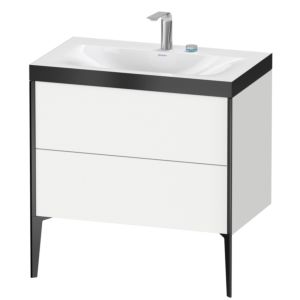 XViu Duravit vasque XV4710EB218P 80x48cm, 2 coulissants, 2 trous pour robinetterie, noir mat, Cadres P, blanc mat