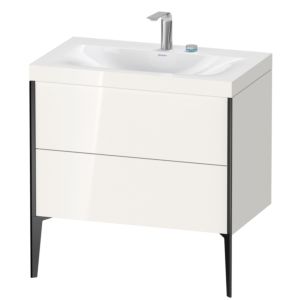 XViu Duravit vasque XV4710EB222C 80x48cm, 2 coulissants, 2 trous pour robinetterie, noir mat, Cadres C, blanc brillant
