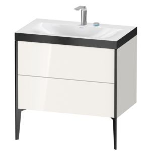 Duravit XViu vanity unit XV4710EB222P 80x48cm, 2 pull-outs, 2 tap holes, matt black, Rahmen P, high-gloss white