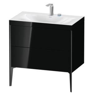 XViu Duravit vasque XV4710EB240C 80x48cm, 2 coulissants, 2 trous pour robinetterie, noir mat, Cadres C, noir brillant