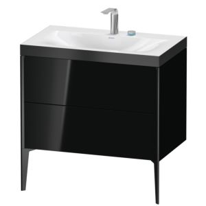 XViu Duravit vasque XV4710EB240P 80x48cm, 2 coulissants, 2 trous pour robinetterie, noir mat, Cadres P, noir brillant
