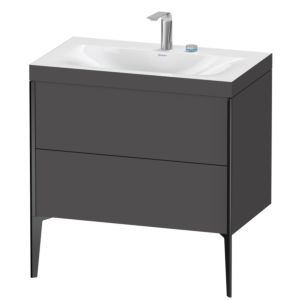 Duravit XViu vanity unit XV4710EB249C 80x48cm, 2 pull-outs, 2 tap holes, matt black, Rahmen C, matt graphite