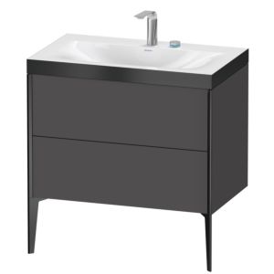 XViu Duravit vasque XV4710EB249P 80x48cm, 2 coulissants, 2 trous pour robinetterie, noir mat, Cadres P, graphite mat
