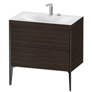 XViu Duravit vasque XV4710EB269C 80x48cm, 2 coulissants, 2 trous pour robinetterie, noir mat, Cadres C, noyer brossé