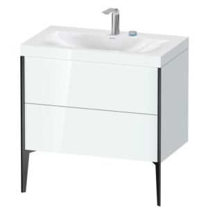 XViu Duravit vasque XV4710EB285C 80x48cm, 2 coulissants, 2 trous pour robinetterie, noir mat, Cadres C, blanc brillant