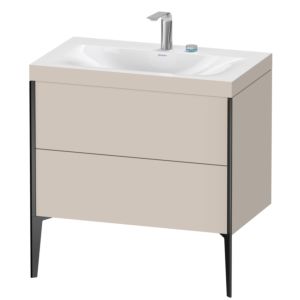 Duravit XViu Waschtisch-Unterschrank XV4710EB291C 80x48cm, 2 Auszüge, 2 Hahnlöcher, schwarz matt, Rahmen C, taupe matt