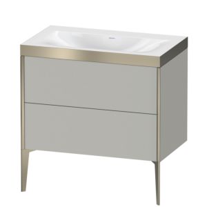 Duravit XViu Waschtisch-Unterschrank XV4710NB107P 80x48cm, 2 Auszüge, ohne Hahnloch, champagner matt, Rahmen P, betongrau matt