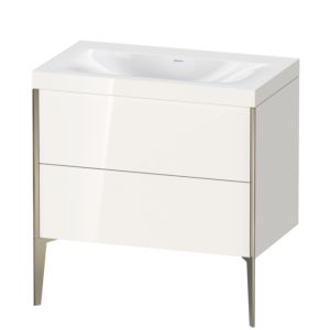 Duravit XViu vanity unit XV4710NB122C 80x48cm, 2 pull-outs, without tap hole, matt champagne, Rahmen C, white high gloss