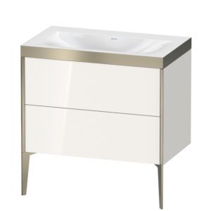 Duravit XViu Waschtisch-Unterschrank XV4710NB122P 80x48cm, 2 Auszüge, ohne Hahnloch, champagner matt, Rahmen P, weiß hochglanz