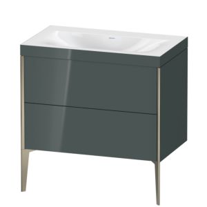 Duravit XViu Waschtisch-Unterschrank XV4710NB138C 80x48cm, 2 Auszüge, ohne Hahnloch, champagner matt, Rahmen C, dolomiti grey hochglanz